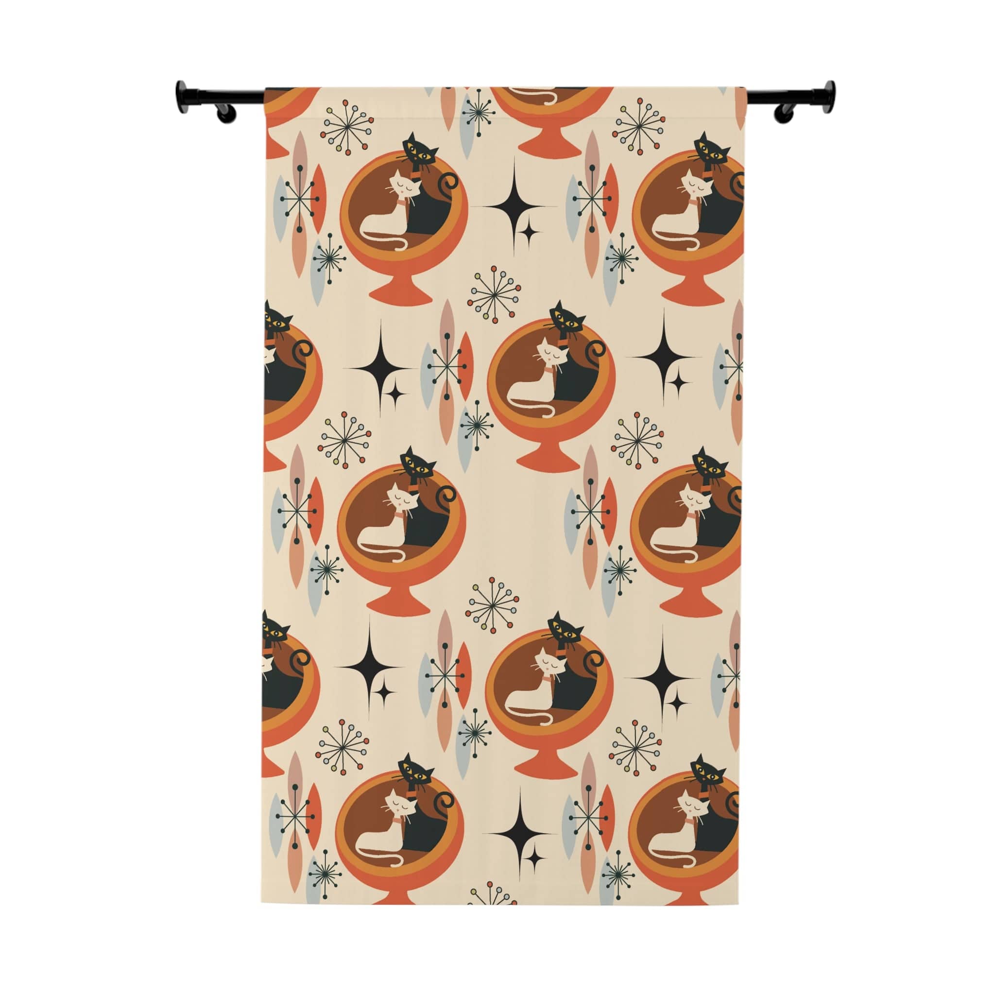 Atomic Kitties, Cute Kitsch Livingroom, Mid Century Modern, Retro Mod Window Curtains Home Decor Blackout / 50" × 84"