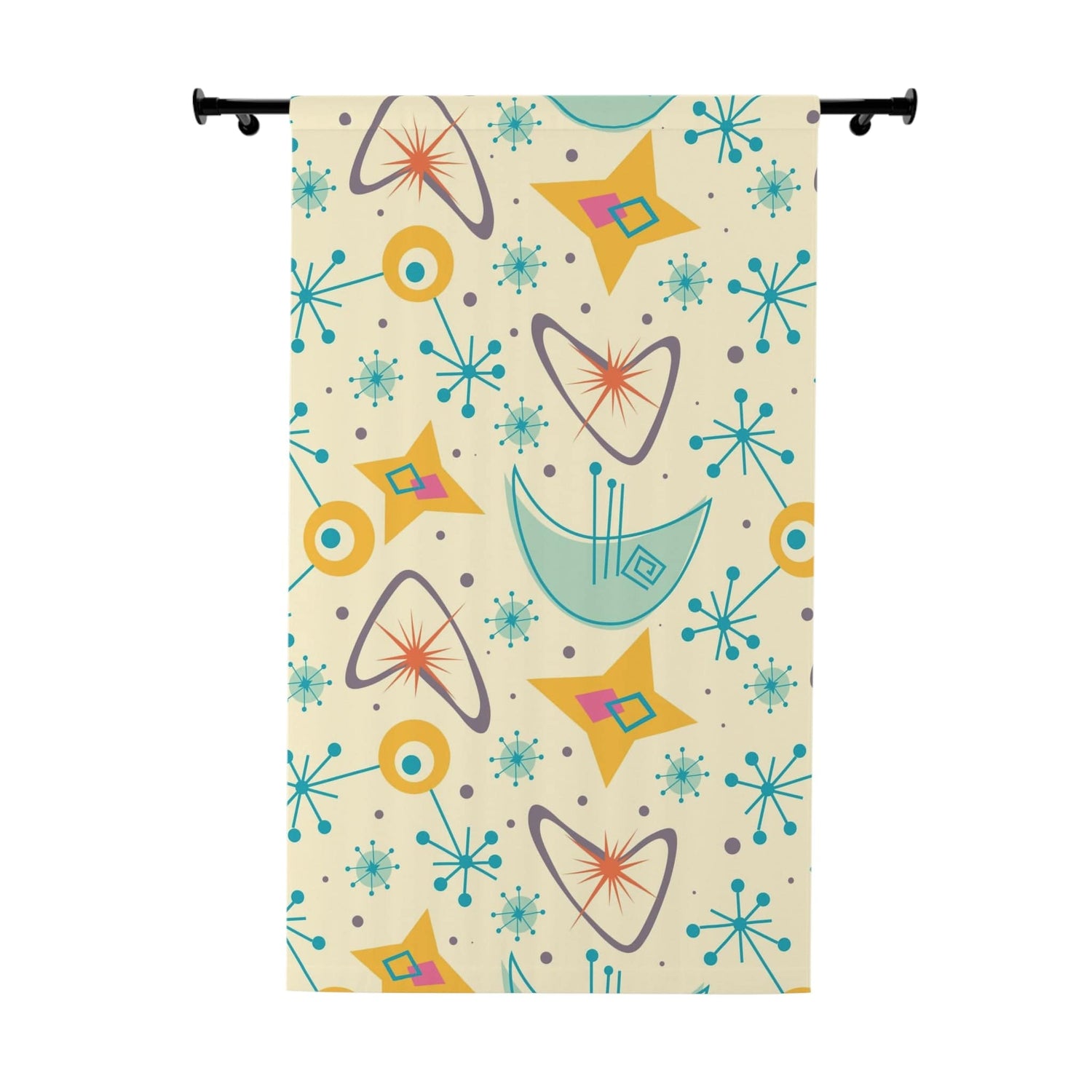 Mid Century Modern Designs, Atomic Boomerang, Space Age, Sputnik, Atomic Starburst, MCM Window Curtains (1 Piece) Home Decor Blackout / 50" × 84"