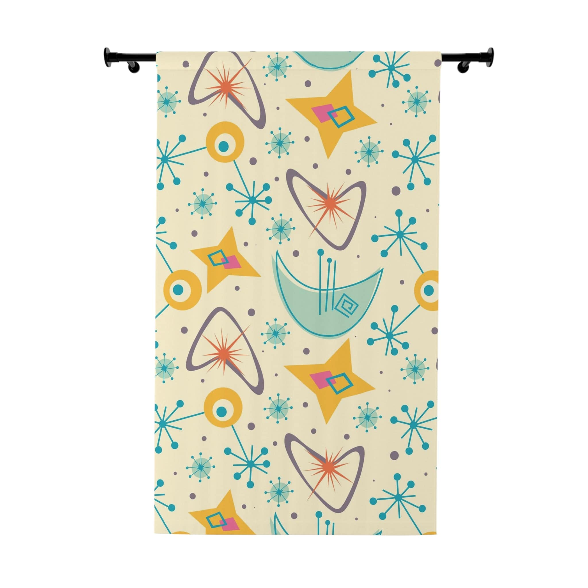Mid Century Modern Designs, Atomic Boomerang, Space Age, Sputnik, Atomic Starburst, MCM Window Curtains (1 Piece) Home Decor Blackout / 50" × 84"