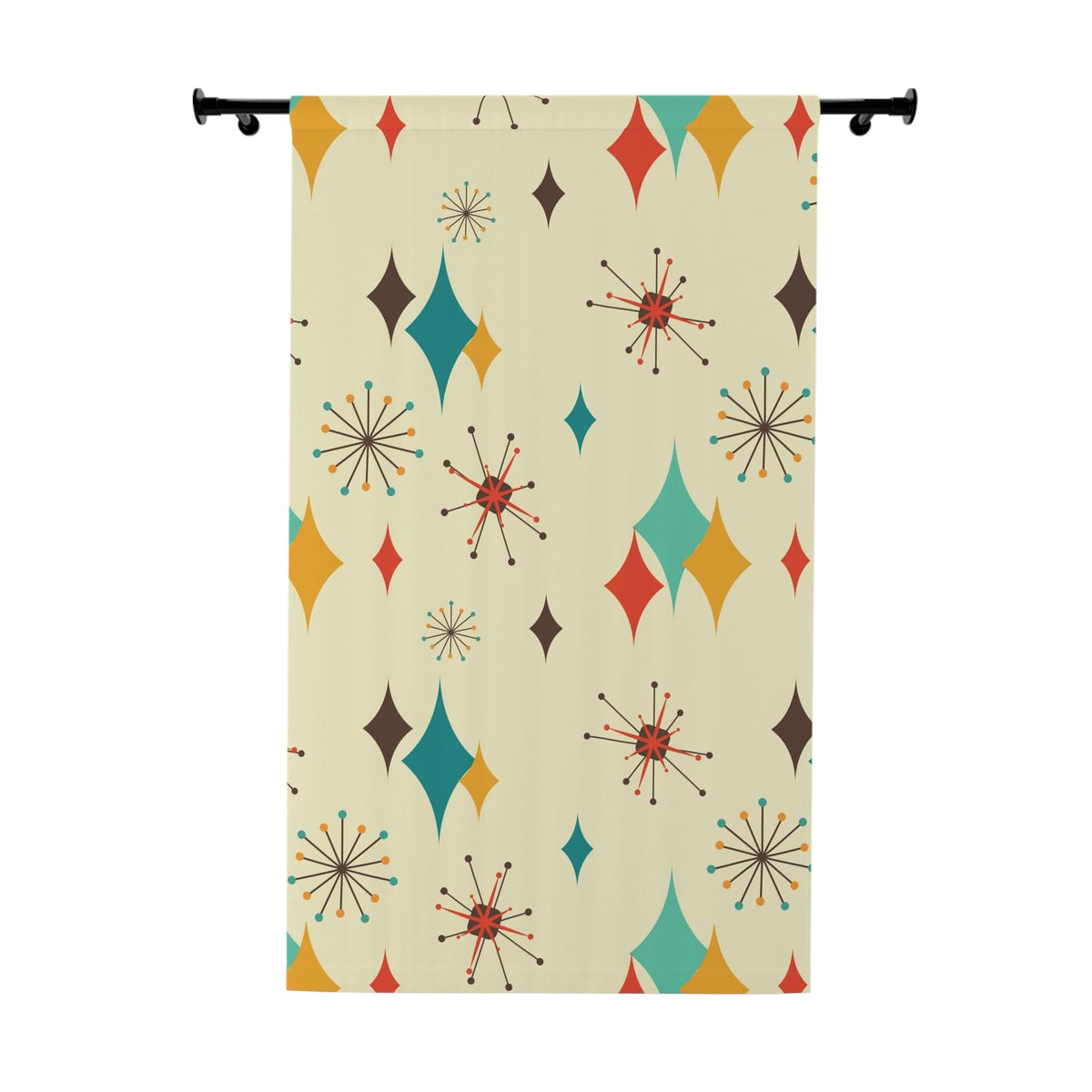 Mid Century Modern Franciscan Starburst, Mid Mod Black Out Window Curtain Home Decor Blackout / 50" × 84"