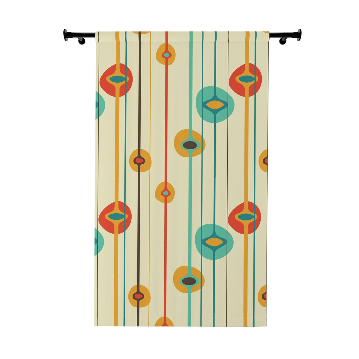Mid Century Modern Window Curtain, Geometric Stripes, Mustard Yellow, Teal, Burnt Orange MCM Home Decor Home Decor Blackout / 50" × 84"