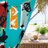 Mid Century Modern Window Curtains With Atomic Cats, Aqua Blue, Kitschy Fun, Geometric, Retro Window Curtains (1 Piece) Home Decor Blackout / 50" × 84"