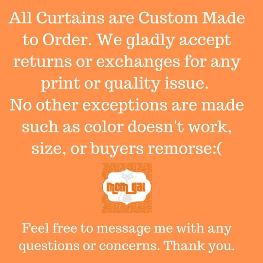 Modern Chinoiserie Fabric Window Curtain, Beautiful Exotic Blue, Orange, Floral Window Curtain Home Decor Blackout / 50" × 84"
