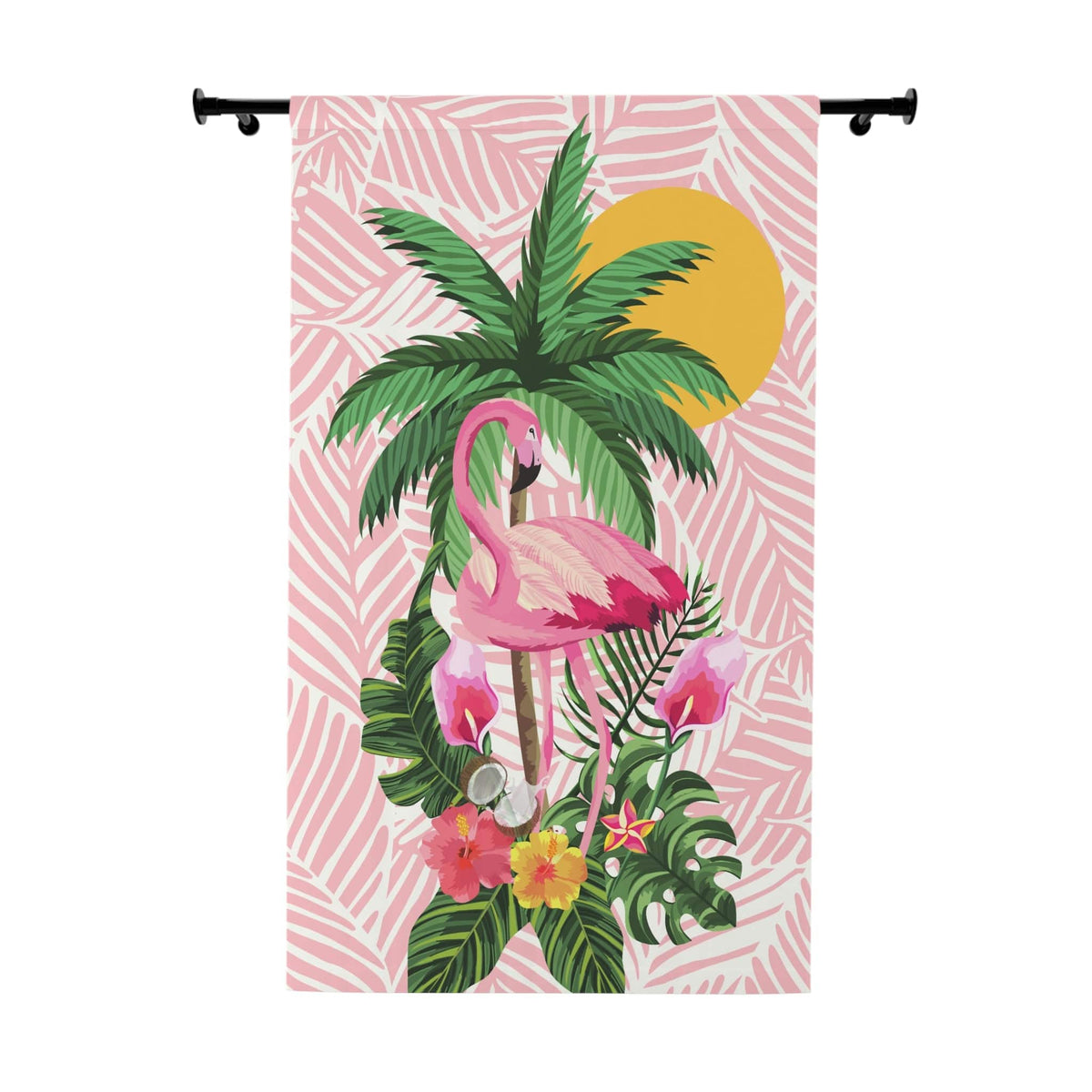 Pink Flamingo, Mid Mod 50's Tropical Tiki Window Curtains (1 Piece) Home Decor Blackout / 50" × 84"