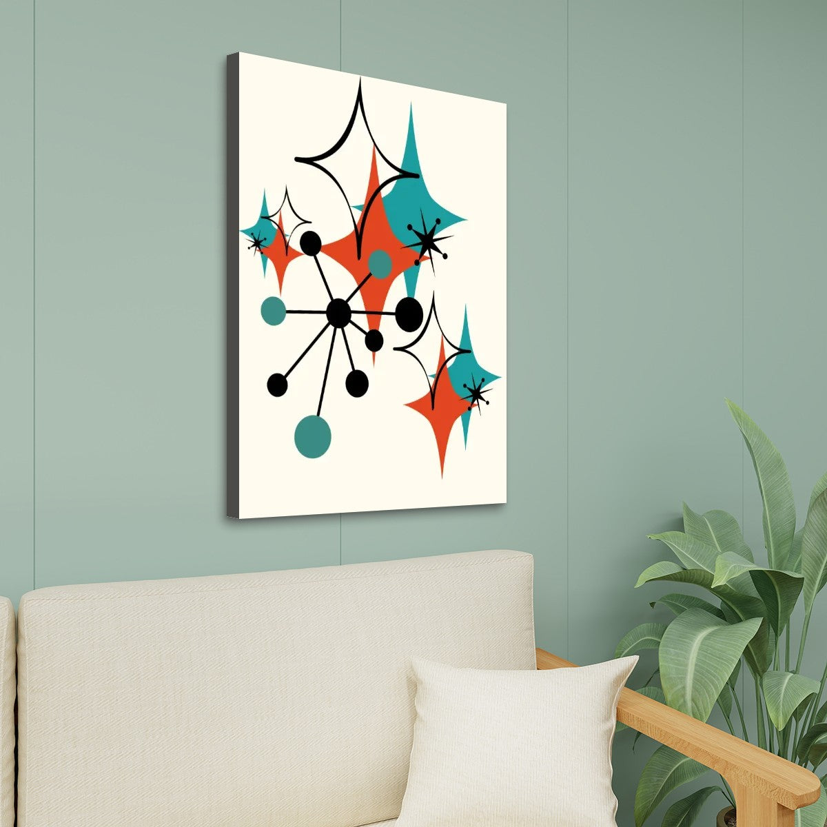 Mid Century Modern Wall Art, Atomic Diamonds Starburst Retro Mod Home Decor - Mid Century Modern Gal
