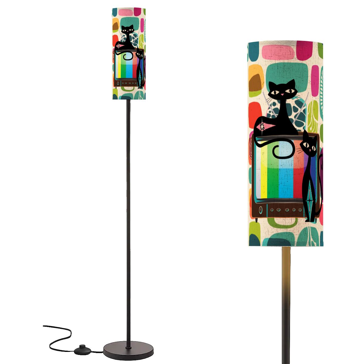 Mid Century Modern Amoeba Designed Kitschy Retro Cats, Quirky Mod Floor Lamp Modern Standing Lamp - Mid Century Modern Gal