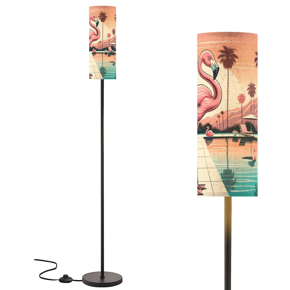 Palm Springs California Kitschy Mod Slim Remote Control Floor Lamp - Mid Century Modern Gal