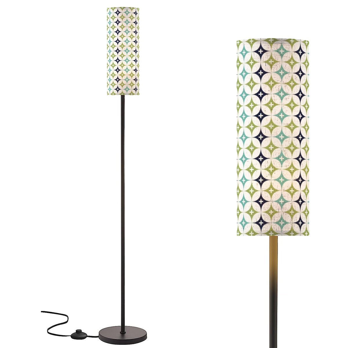 Mid Century Modern Slim Floor Lamp Atomic Diamond, Sage, Blue Aqua Mod Lamp - Mid Century Modern Gal