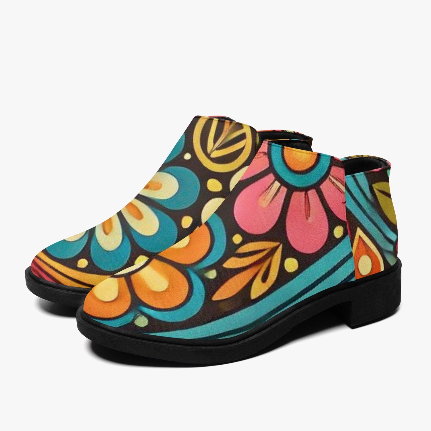 Hippie Hipster Shoe Boots, Floral 60s 70s Mod Footwear - Mid Century Modern Gal