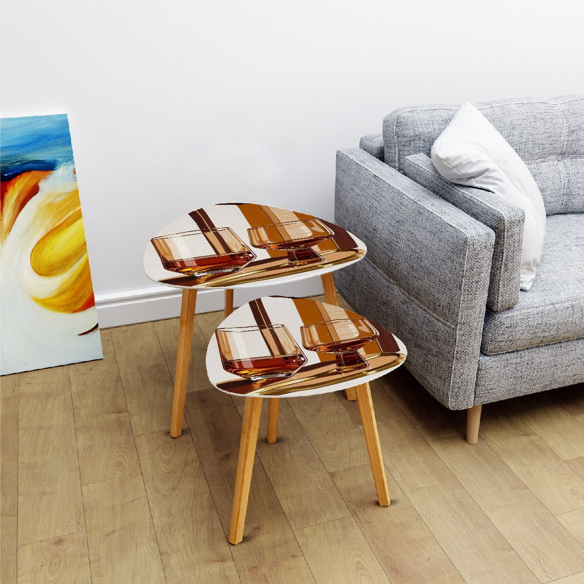 Bourbon Whisky Mid Century Modern Nesting Tables - Mid Century Modern Gal