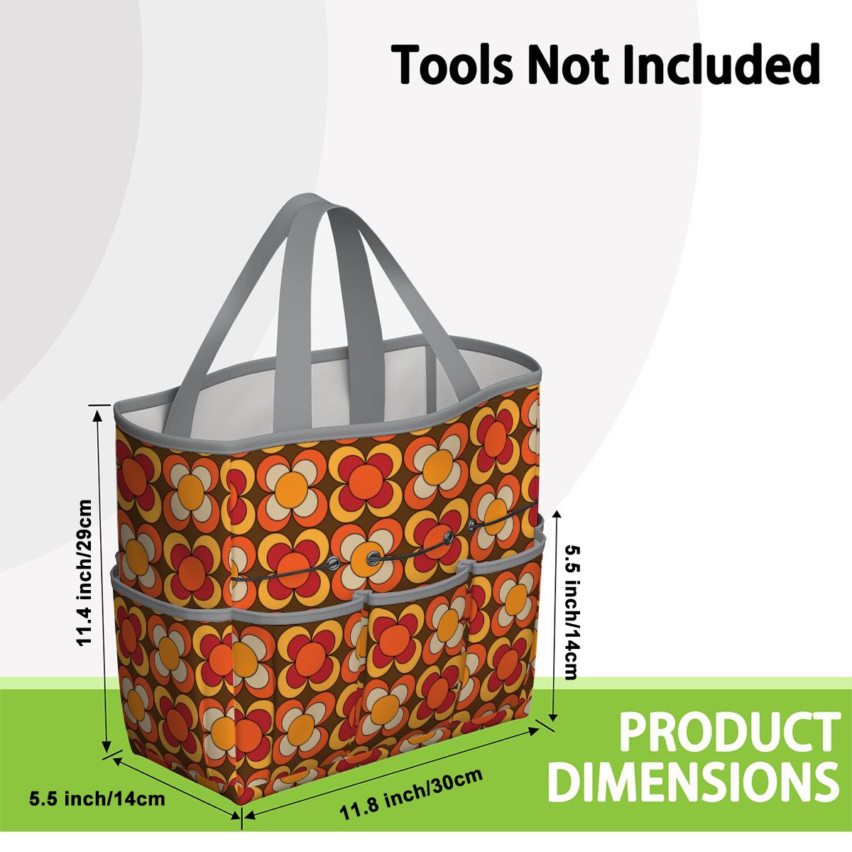 Groovy MCM Orange, Brown Yellow Burnt Red Retro Floral 70s Mid Mod Garden Tool Bag - Mid Century Modern Gal