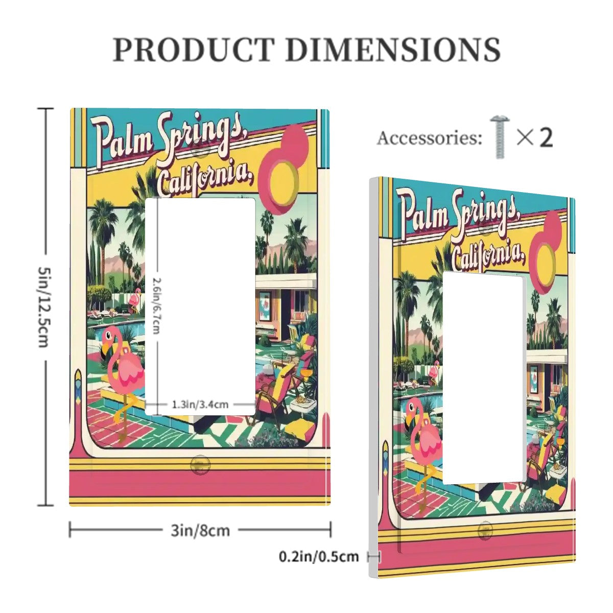 Palm Spring California Kitshy Flamingo Modern GFI Switch Cover - Mid Century Modern Gal