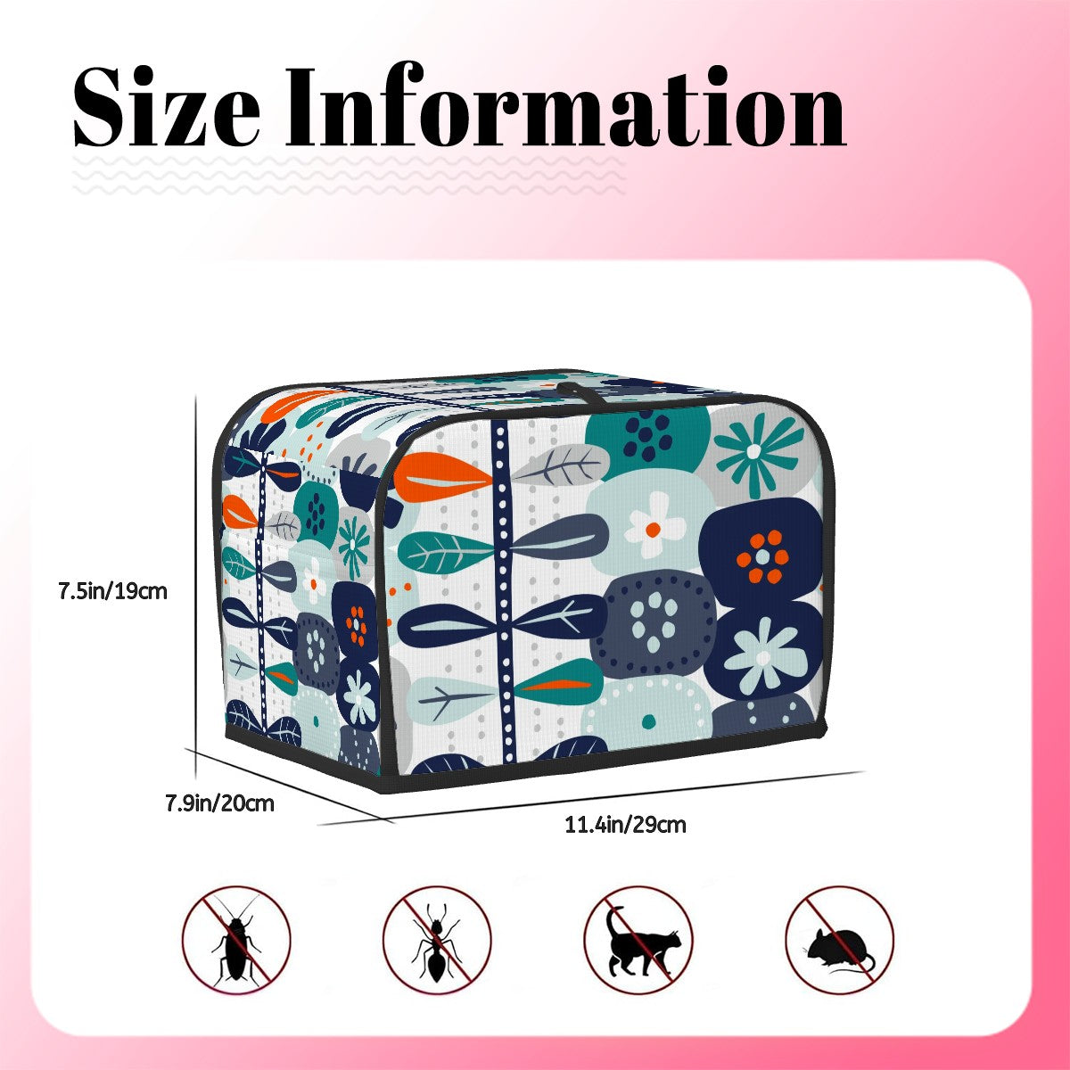 Mod Mod Boho Modern Danish Floral Blue Orange White Retro Kitchen 2 Slice Toaster Cover - Mid Century Modern Gal