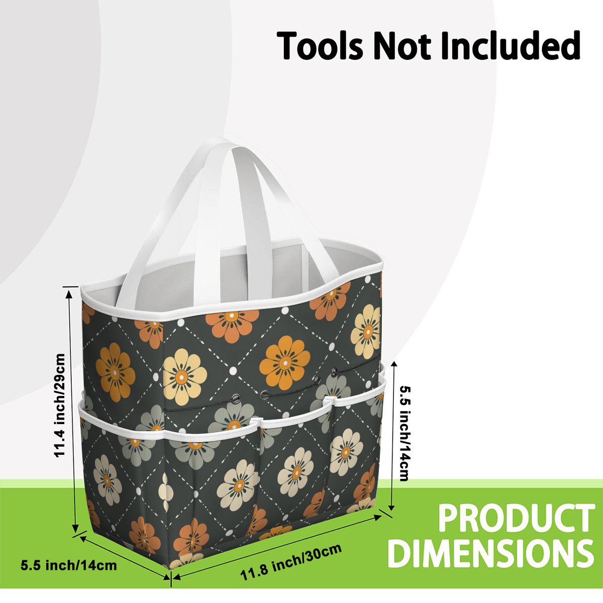 Scandinavian Floral, Mustard Yellow, Gray Mid Century Modern Garden Tool Bag - Mid Century Modern Gal