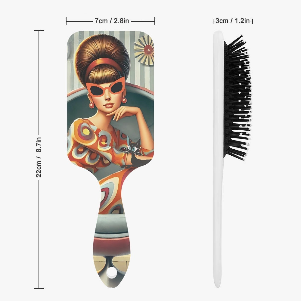 Mod 60s Gal, Girly Vanity Travel Hair Brush - Mid Century Modern Gal