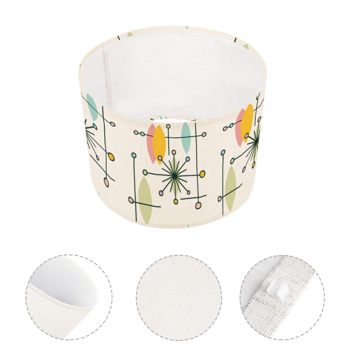 Mid Century Modern Lamp Shade ONLY Cream Pink Yellow, Modern Home Accent - Mid Century Modern Gal