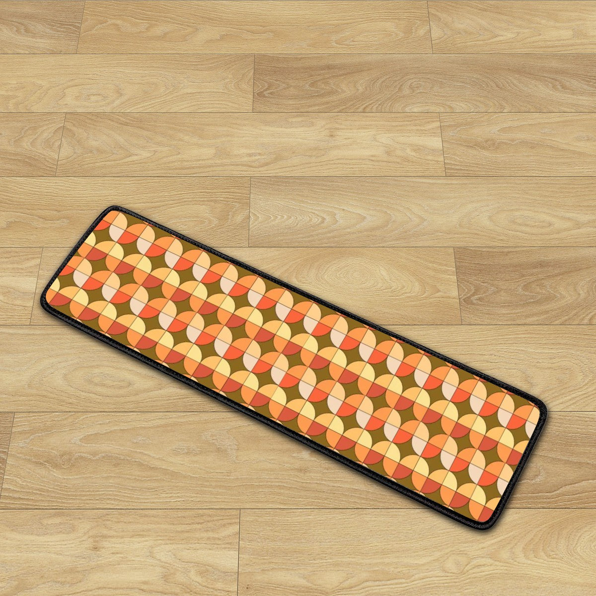 Scandinavian Designed Geometric Orange Brown Golden Yellow Non Slip Carpet for Stairs Treads - Mid Century Modern Gal