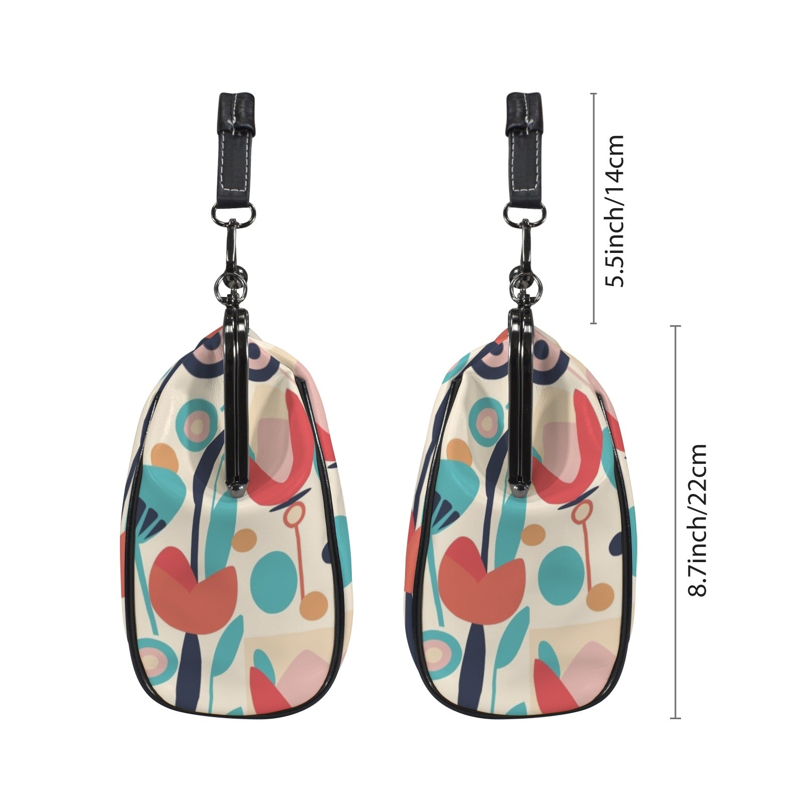 Mid Century Modern Retro Scandinavian Floral Kisslock Crossbody Purse - Mid Century Modern Gal