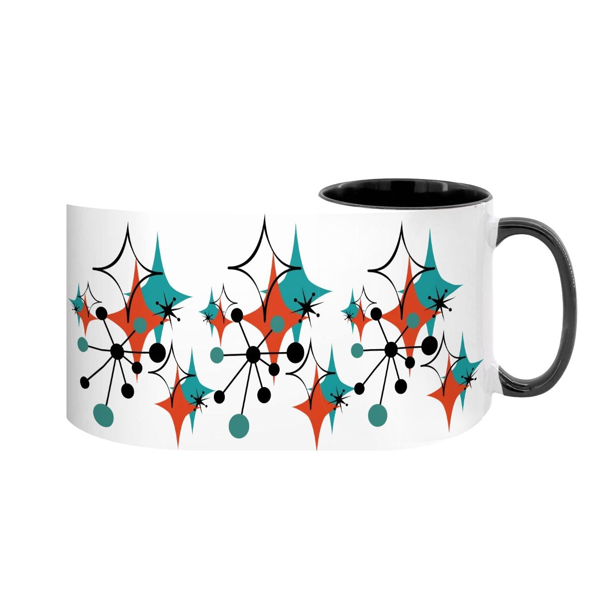 Mid Century Modern Atomic Starburst Sputnik Designed Large Colorful Mug (15oz) - Mid Century Modern Gal