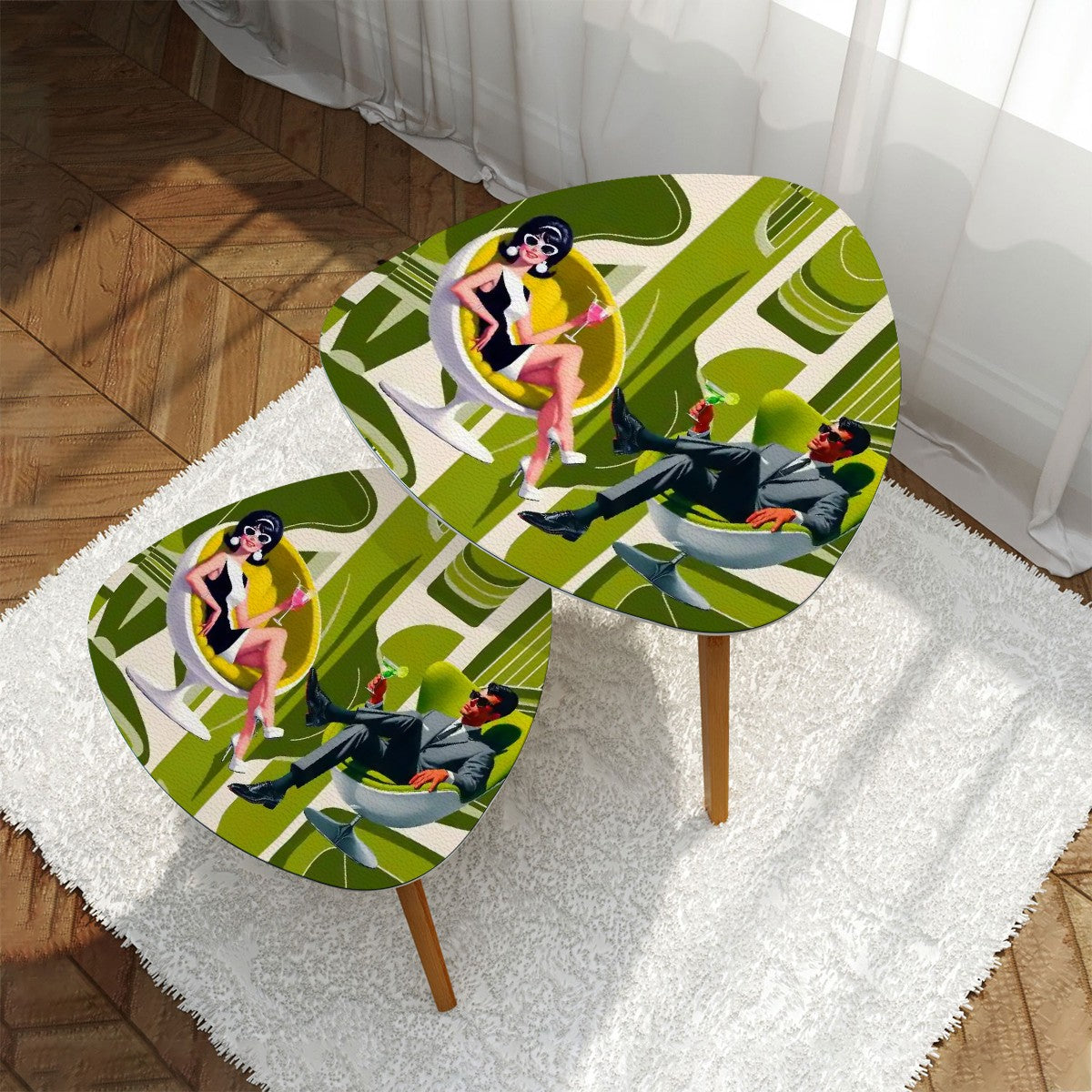Mid Century Modern Groovy Mod Couple Cocktail Tables, Retro Nesting Tables - Mid Century Modern Gal