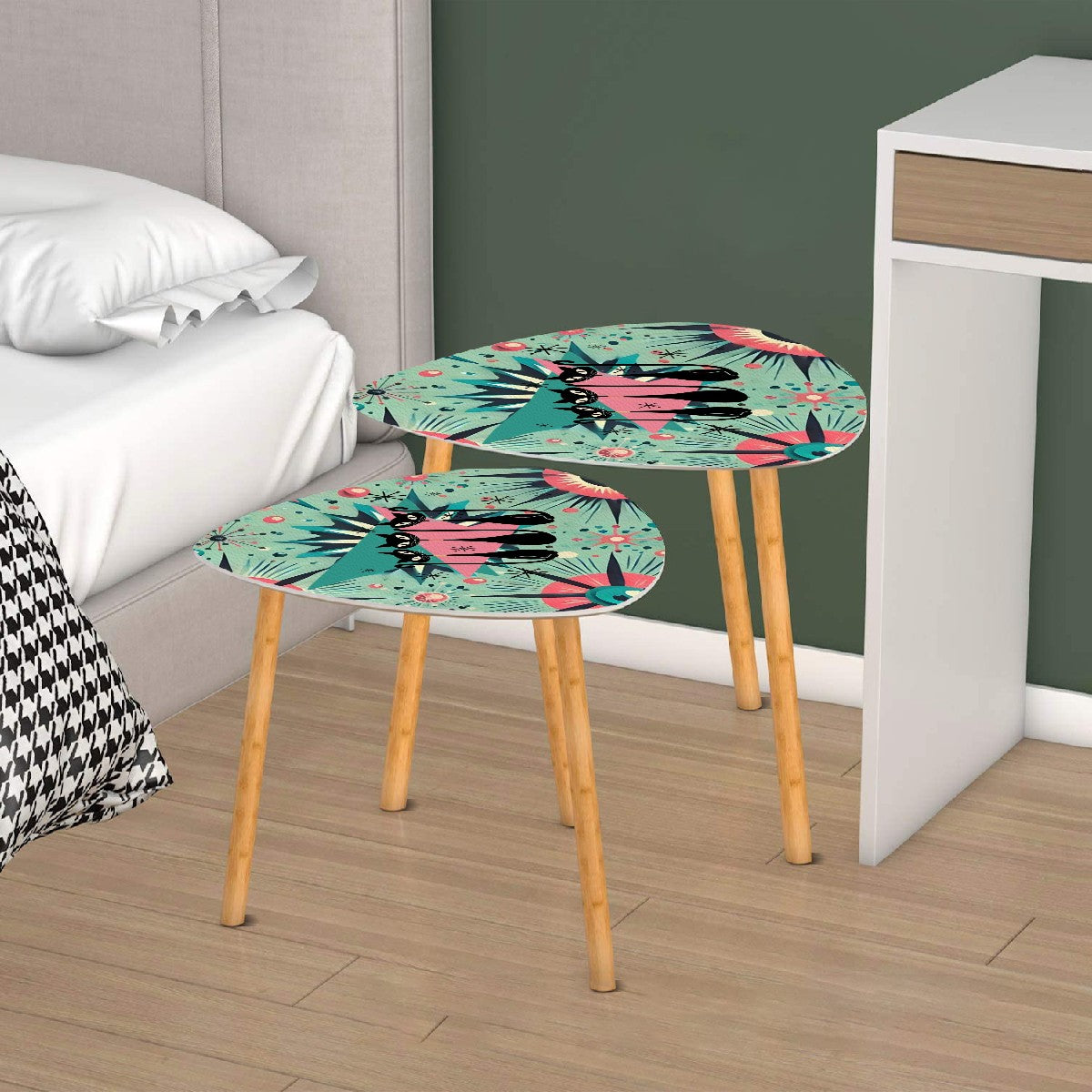 Atomic Cat, Kitschy Mid Century Modern Nesting Tables, Pink, Atomic Style - Mid Century Modern Gal