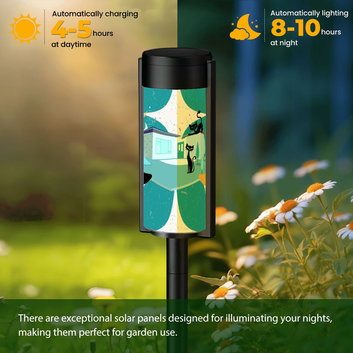 Mid Century Modern Palm Springs Kitschy Mod Atomic Cats Outdoor Garden Solar Lights - Mid Century Modern Gal