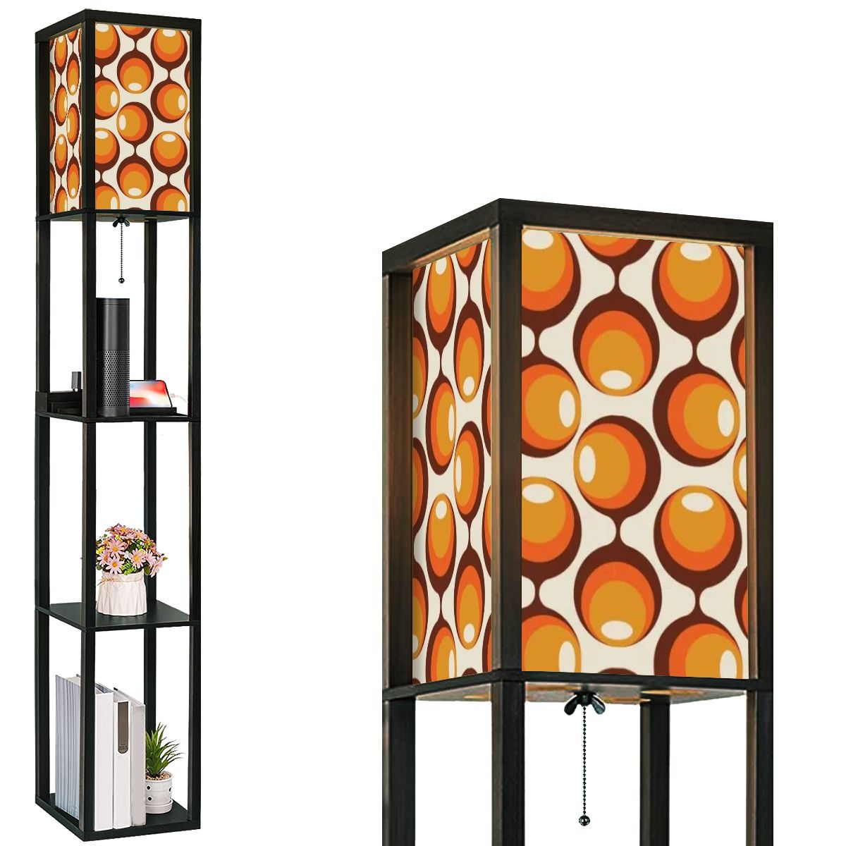Groovy Mod Retro Space Orbs, Mid Century Modern Floor Lamp with Shelves - Mid Century Modern Gal
