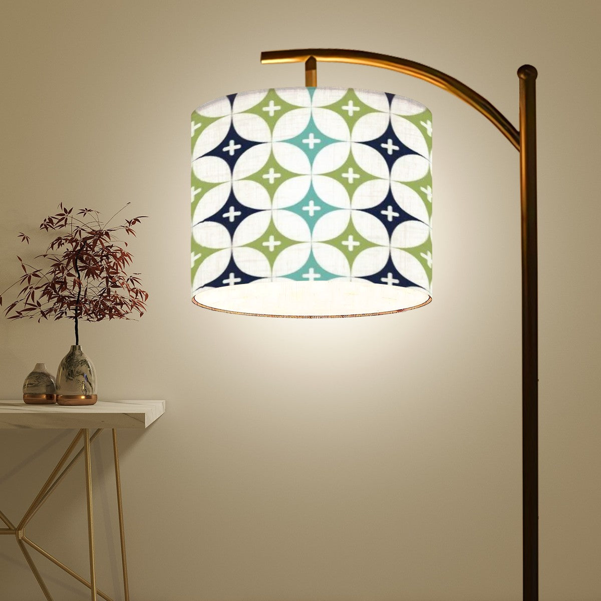 Atomic Starburst Blue Green, Mid Century Modern Lampshade - Mid Century Modern Gal