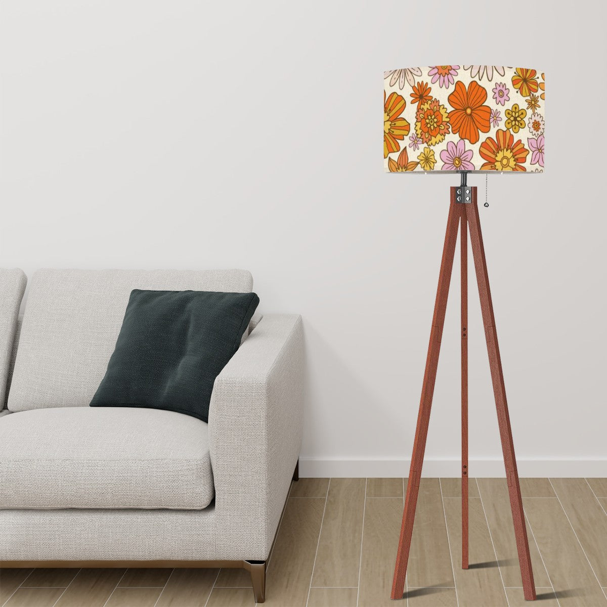 Retro 60s 70s Flower Power Tripod Floor Lamp - Mid Century Modern Gal