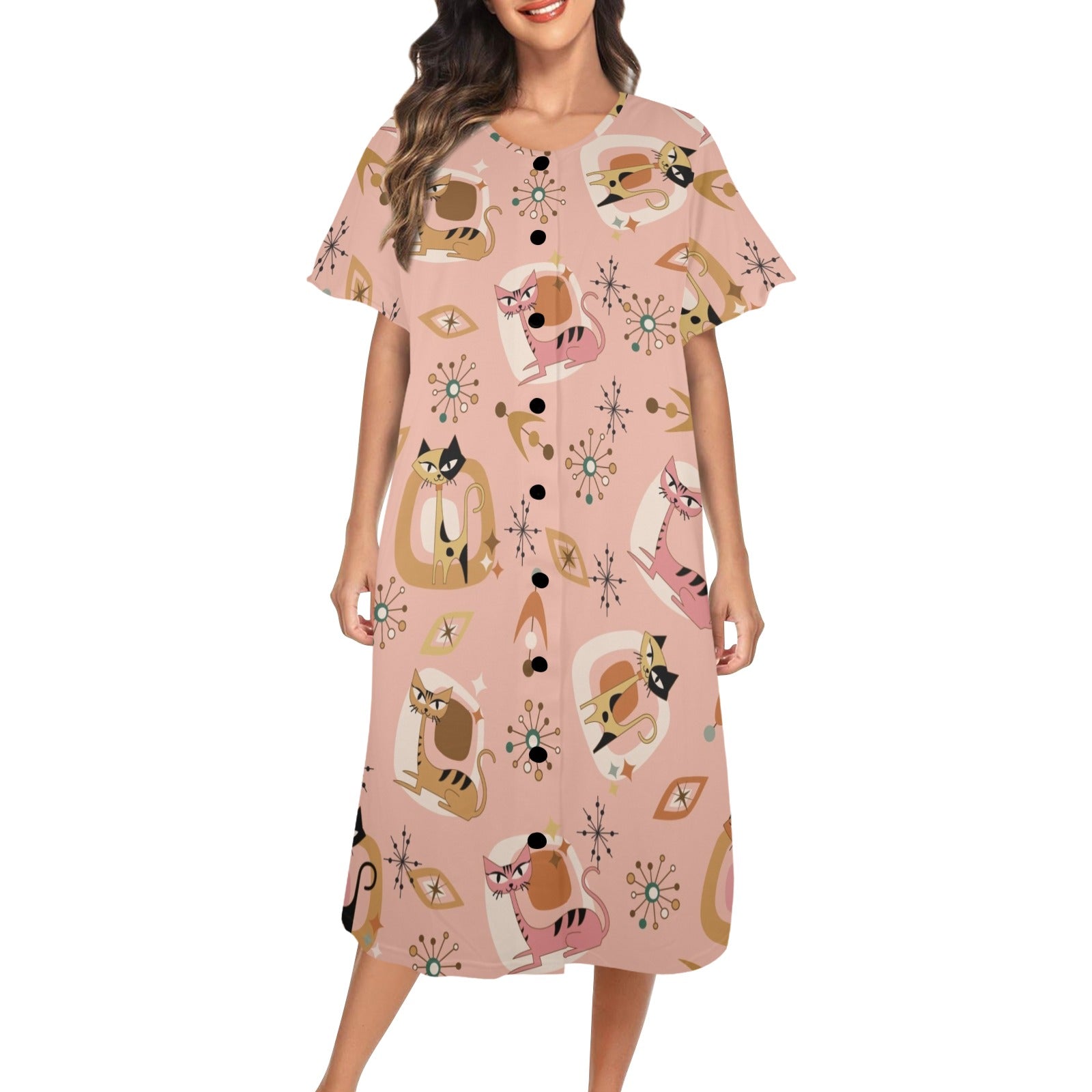 Atomic Cat Modern Day Muumuu Housedress Loungewear 7920663363739