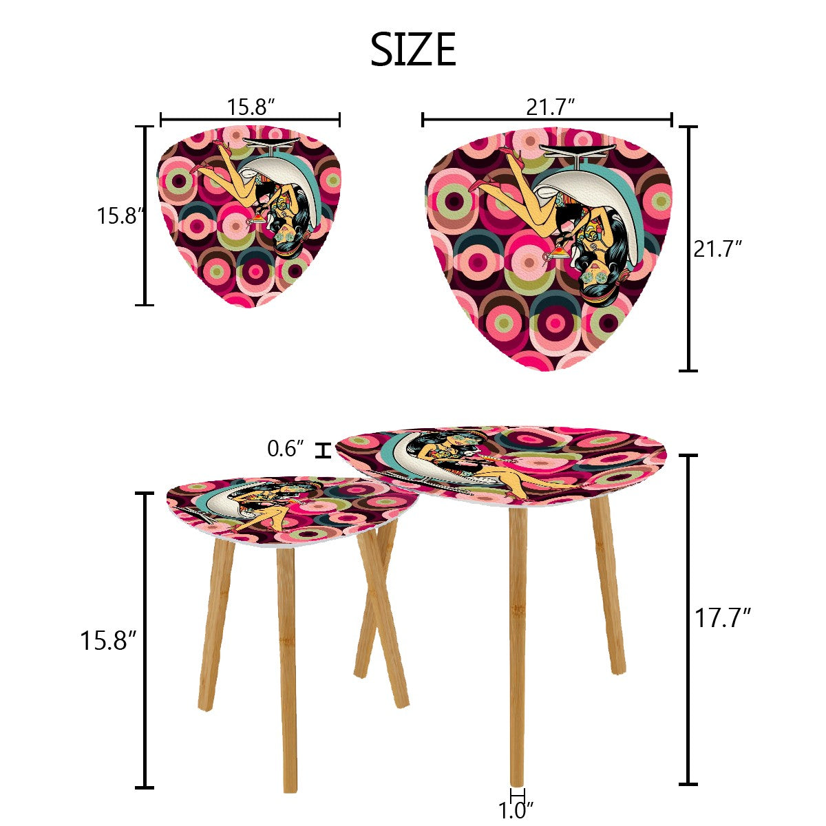 Mid Mod Groovy Orbs Hippie Gal, Atomic Cat Mid Century Modern Hip Nesting Tables - Mid Century Modern Gal