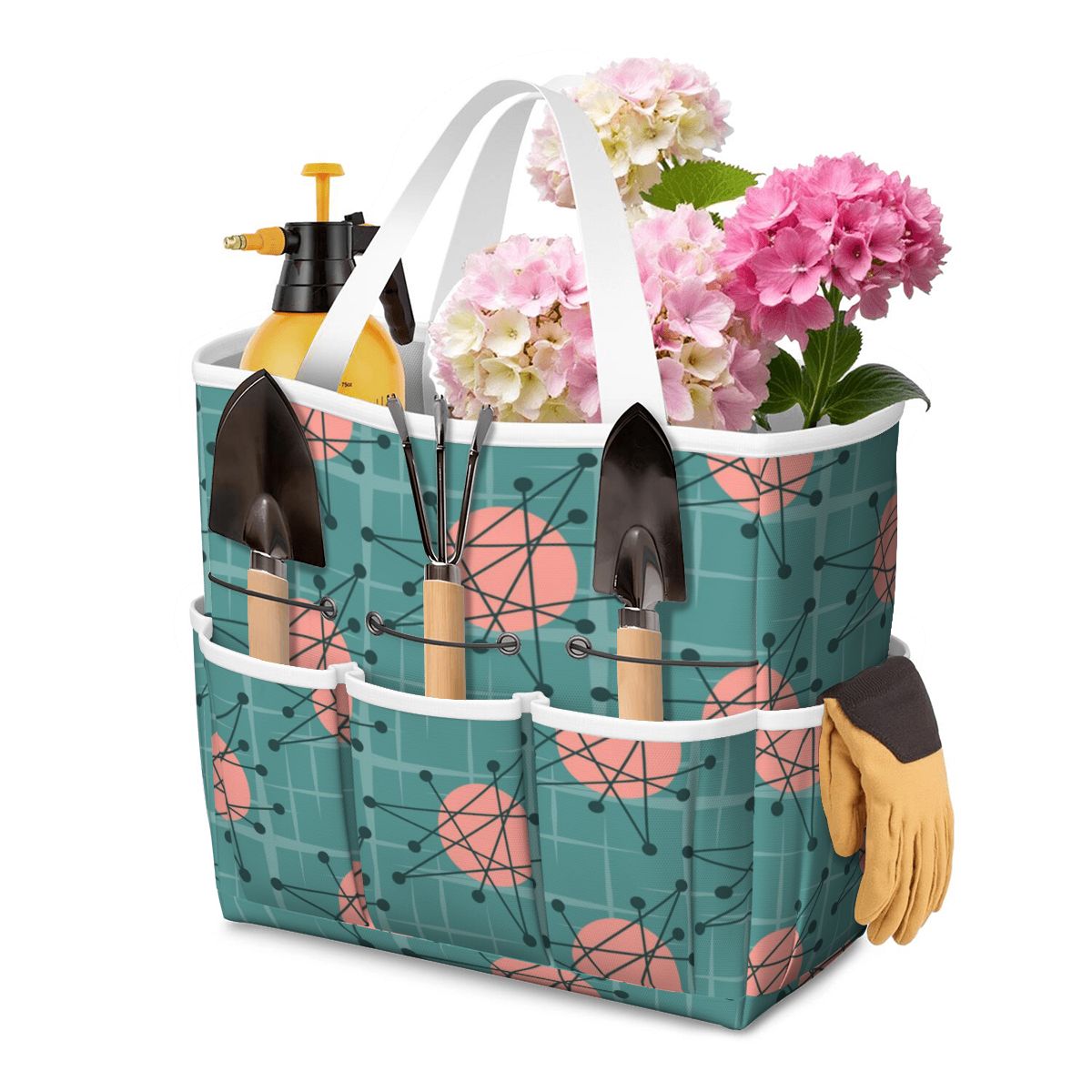 Mid Century Modern Atomic Starburst Teal Pink Garden Tool Bag - Mid Century Modern Gal