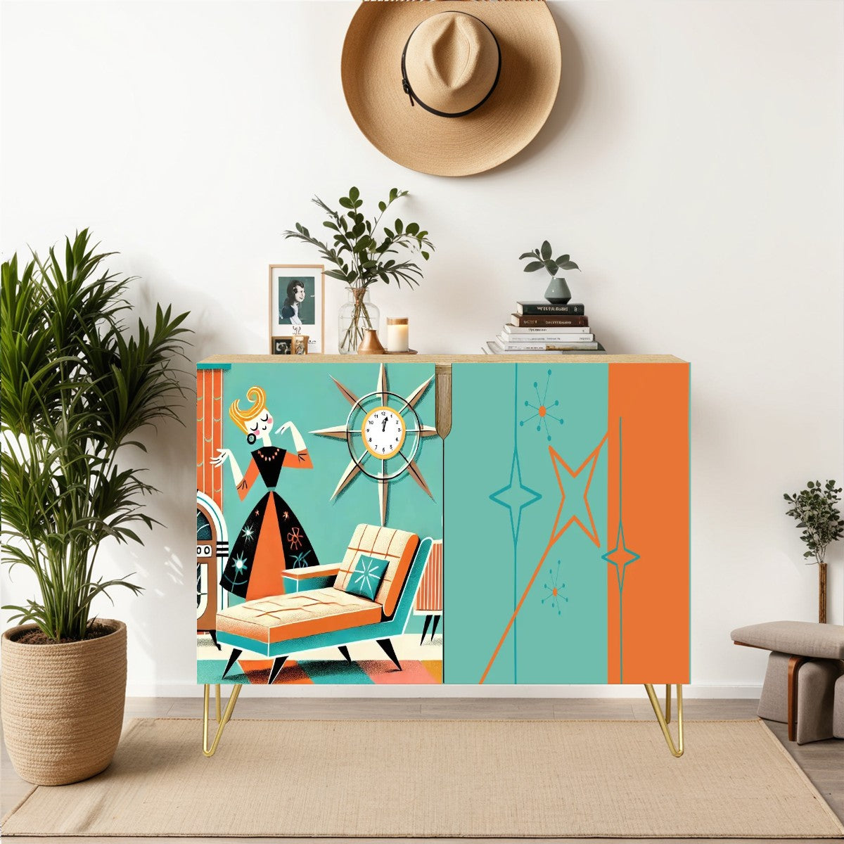 Mid Mod Retro Gal, Dance Like No One is Watching Kitschy Mod Sideboard Credenza Storage Cabinet - Mid Century Modern Gal