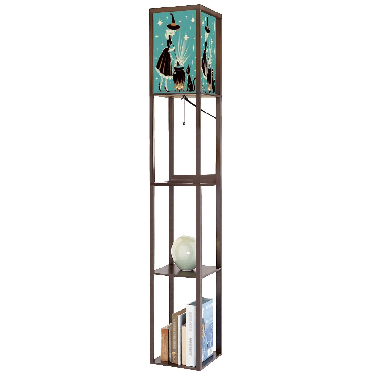 Witch's Brew Mid Century Modern Halloween Gothic Teal Floor Lamp with Shelves - Mid Century Modern Gal