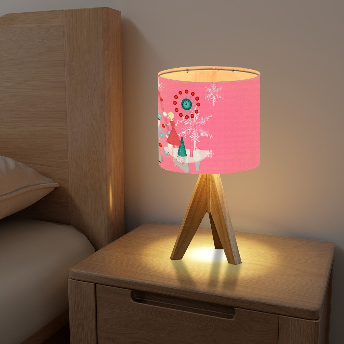50s Holiday Kitsch Atomic Pink Mid Century Modern Christmas Tripod Table Lamp - Mid Century Modern Gal
