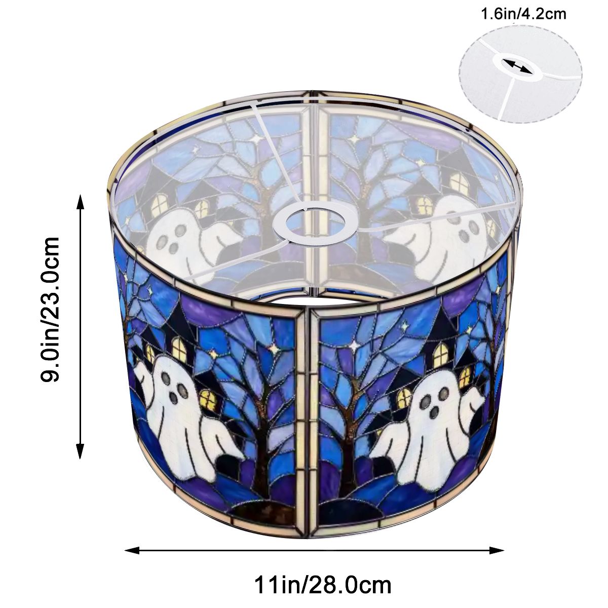 Halloween Stained Glass Style Ghost Haunted House Lamp SHADE ONLY - For Arc Floor Lamps Only