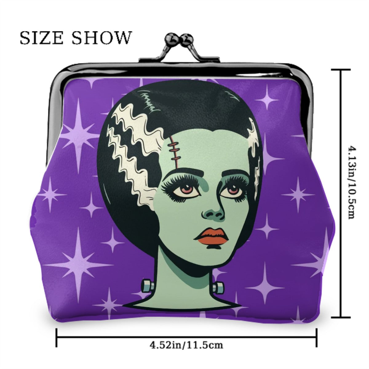 Bride of Frankenstein Retro Mid Mod Horror Buff Purple Halloween Coin Purse - Mid Century Modern Gal