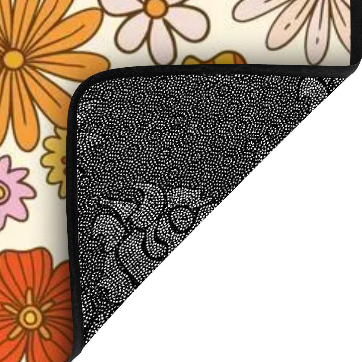 Mod 70s Flower Power Golden Yellow, Orange Funky Fun Non Slip Carpet for Stairs Treads - Mid Century Modern Gal