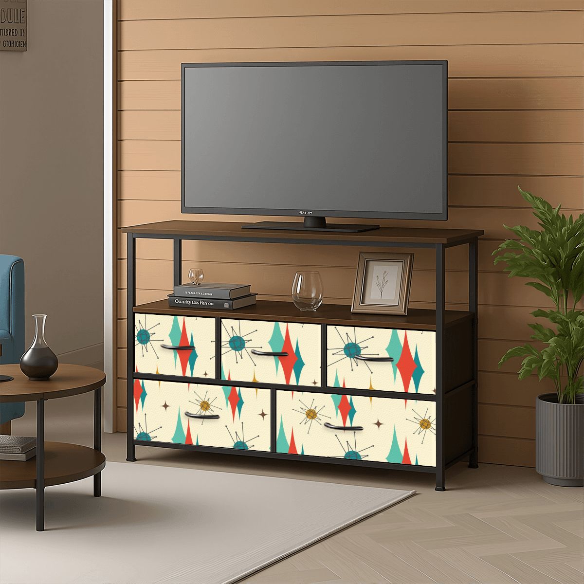 Franciscan Starburst Atomic Mid Mod TV Stand Media Console - Mid Century Modern Gal