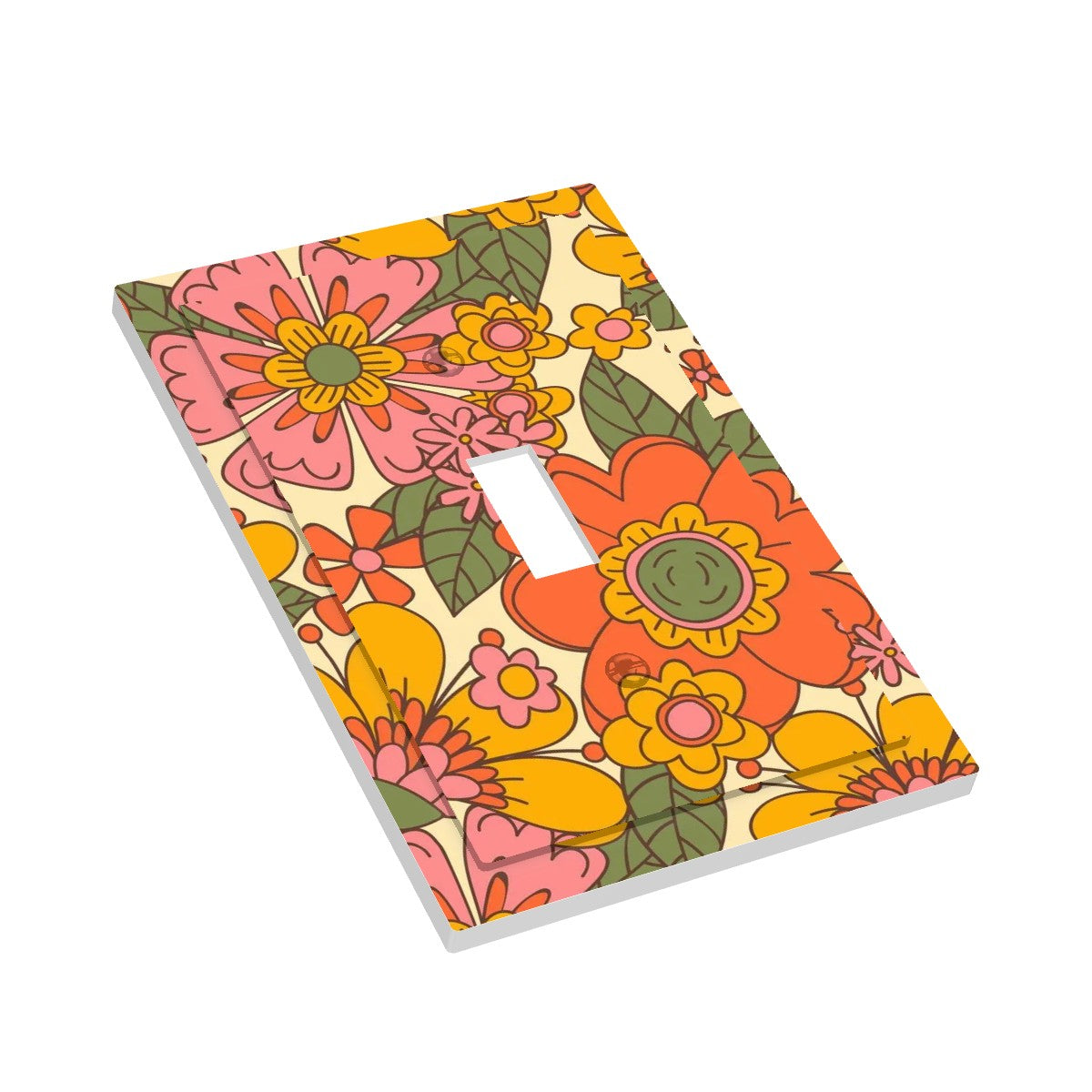 Retro Vintage Flower Power 70s Orange Green Pink Mid Century Modern Switch Cover - Mid Century Modern Gal