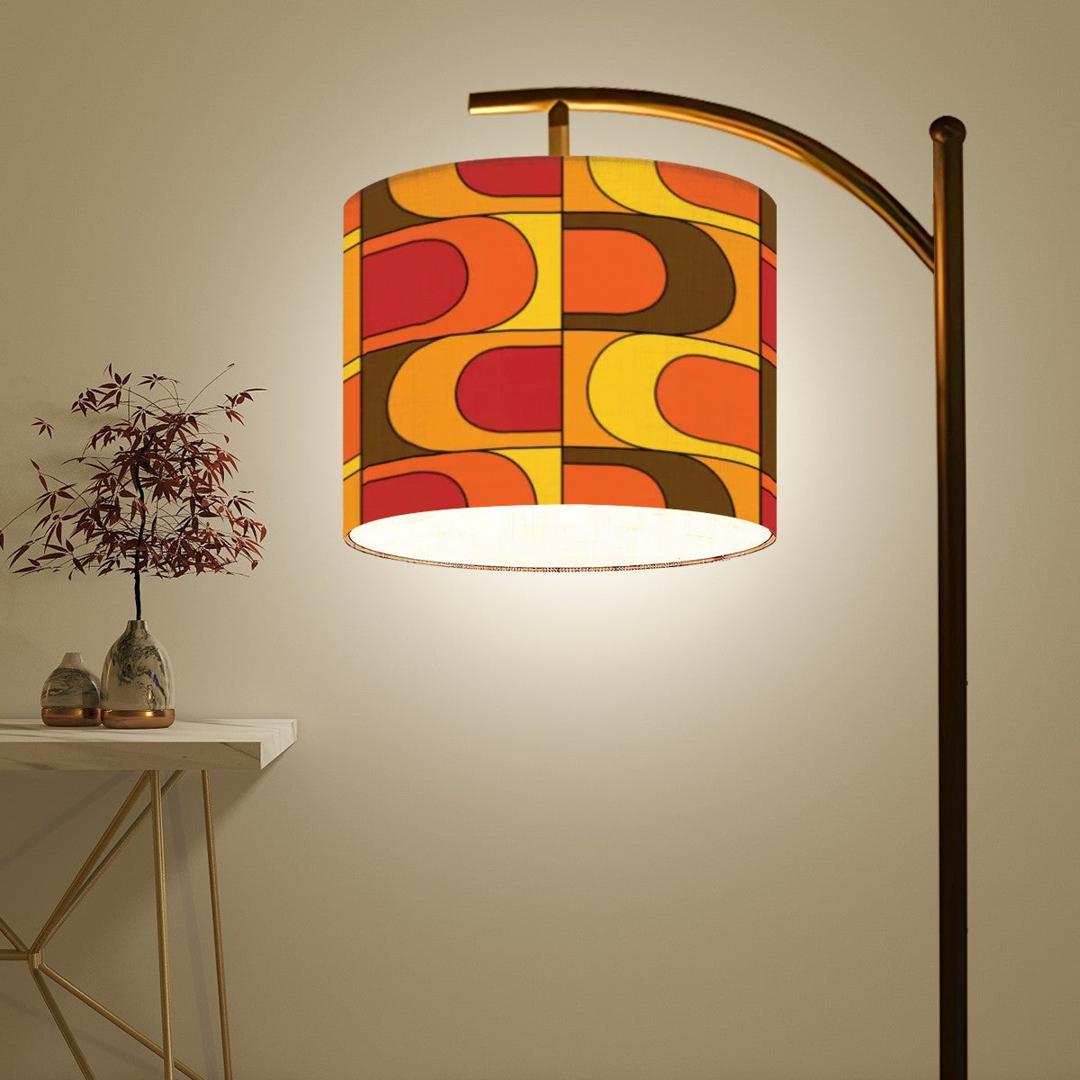 Retro 70s Groovy Mod Yellow Orange Red, Mid Century Modern Arc Floor ...