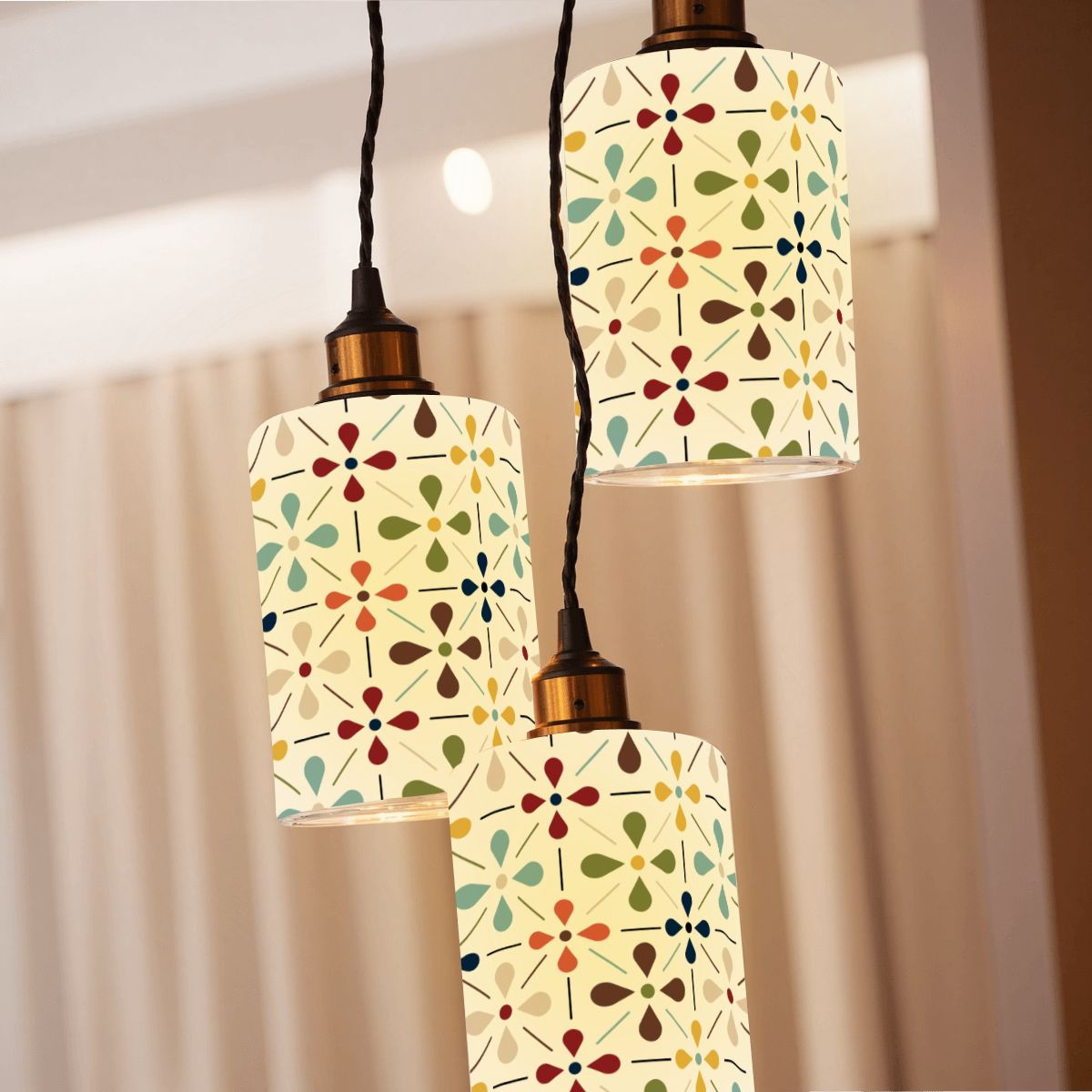 Modern Danish Scandinavian Flora Glass Cylindrical Lampshades - Mid Century Modern Gal