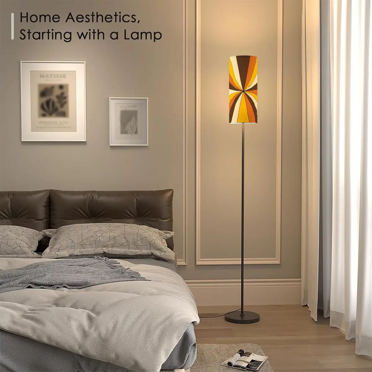 Retro 70s Groovy Brown, Yellow, Orange Mid Century Modern Floor Lamp - Mid Century Modern Gal