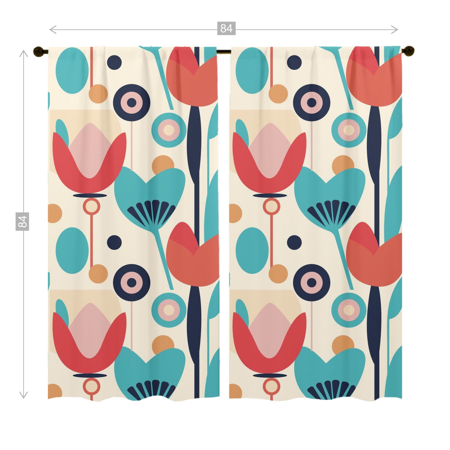 Retro Scandinavian Floral Mid Mod Window Curtains (two panels) - Mid Century Modern Gal