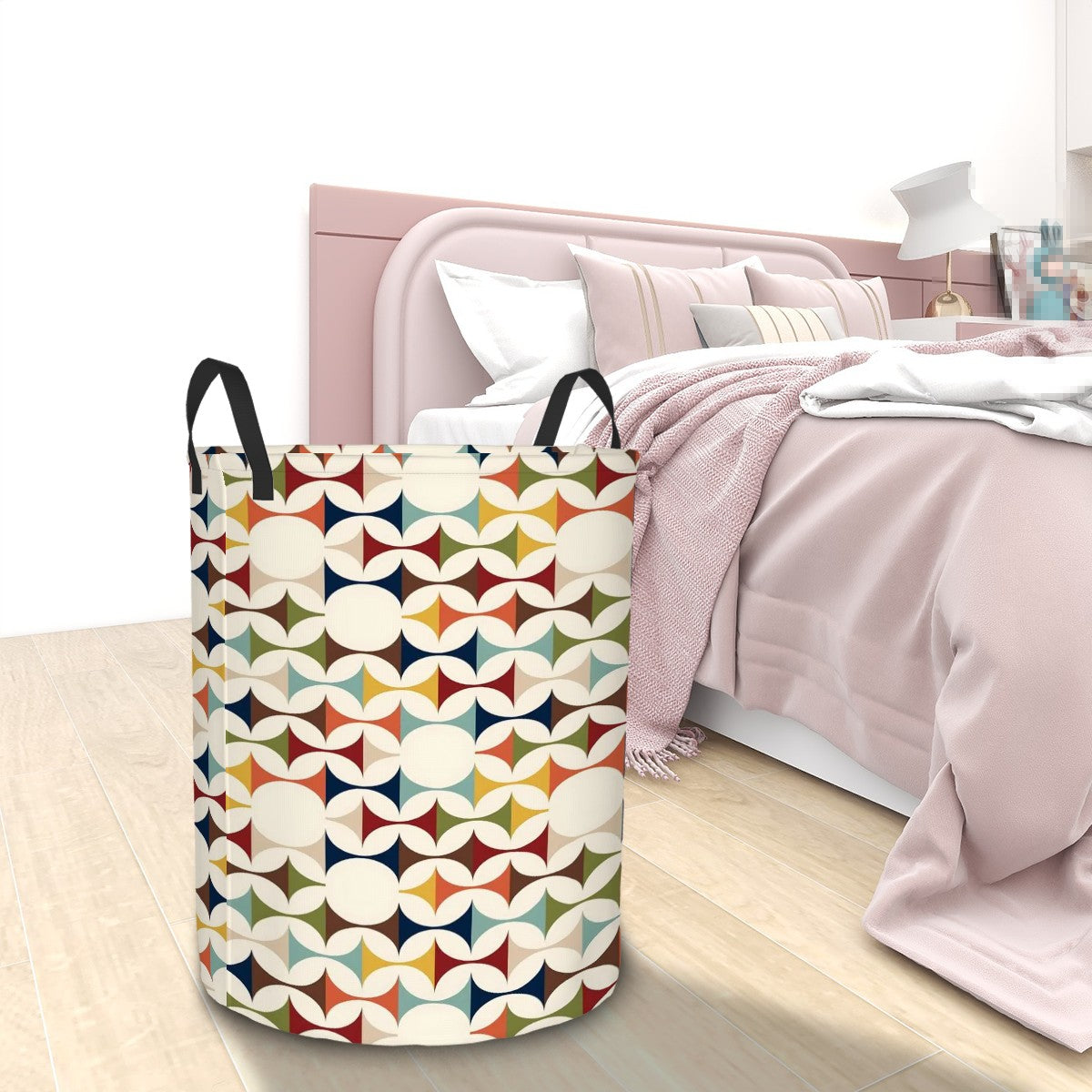 Modern Scandinavian Geometric Designed Mid Mod Laundry Basket - Mid Century Modern Gal