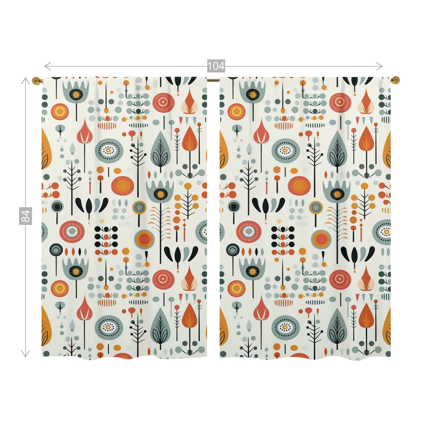 Mid Century Modern Scandinavian Floral, Mod Retro Opaque Window Curtains - Mid Century Modern Gal