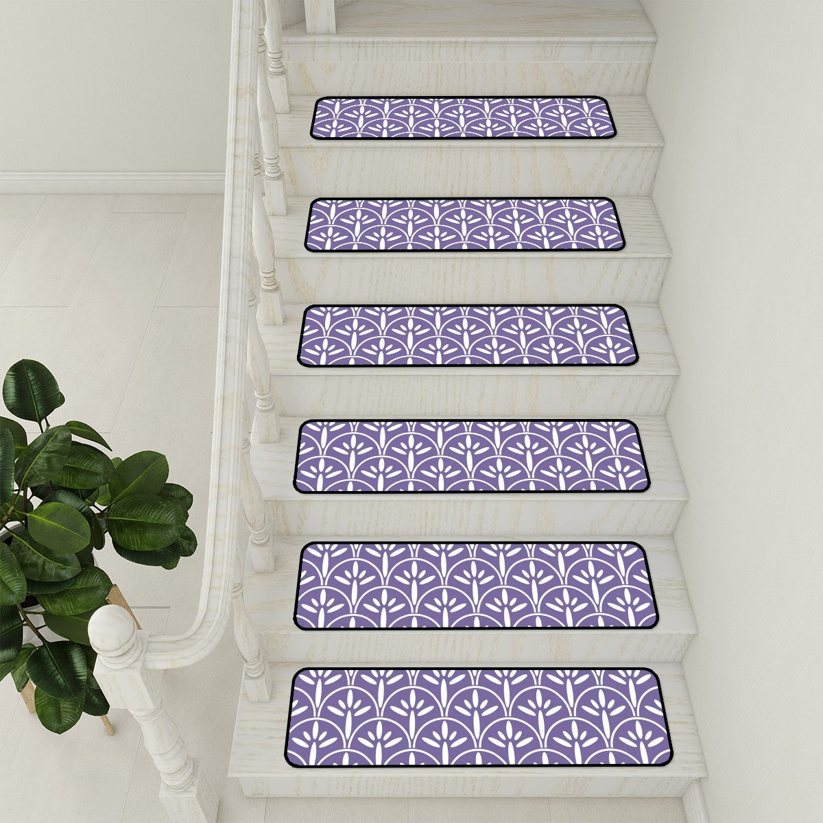 Art Deco Stair Tread Carpets |Lavender Purple Mid Century Modern Style Non Slip Carpet for Stairs Treads - Mid Century Modern Gal