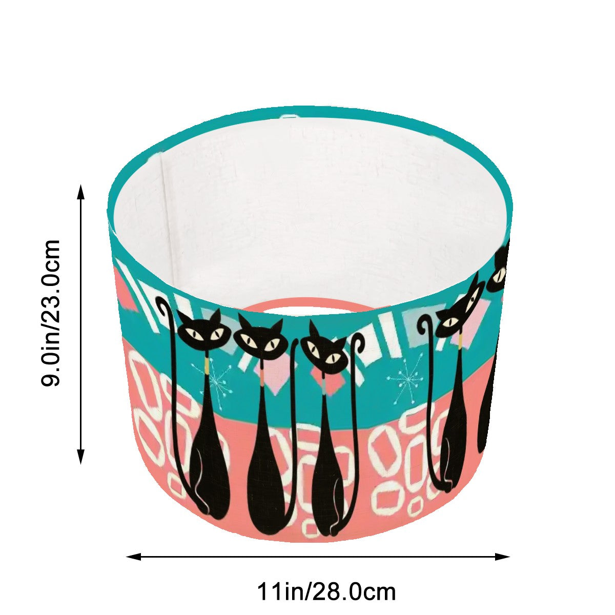 Atomic Cats Mid Century Modern Coral, Teal Kitschy Fun Lamp Shade ONLY - Mid Century Modern Gal