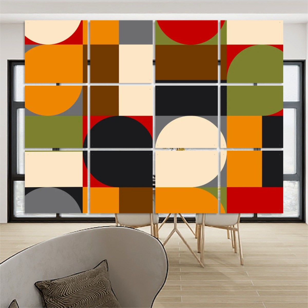 Mid Century Modern Geometric Designed Hanging Room Dividers - Mid Century Modern Gal
