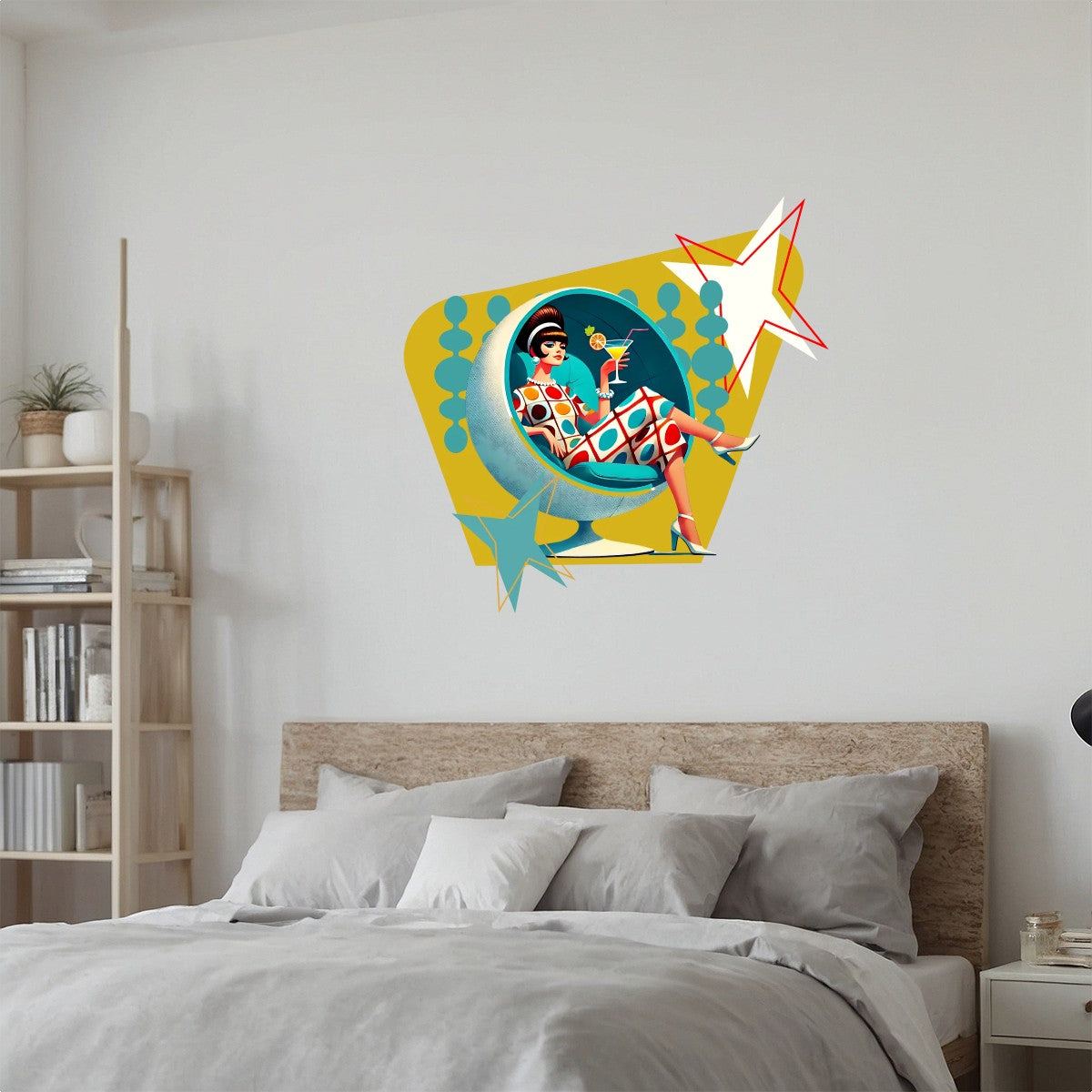 Mid Century Mod Gal, Atomic Cocktail Hour, MCM Peel And Stick Wall Decal - Mid Century Modern Gal